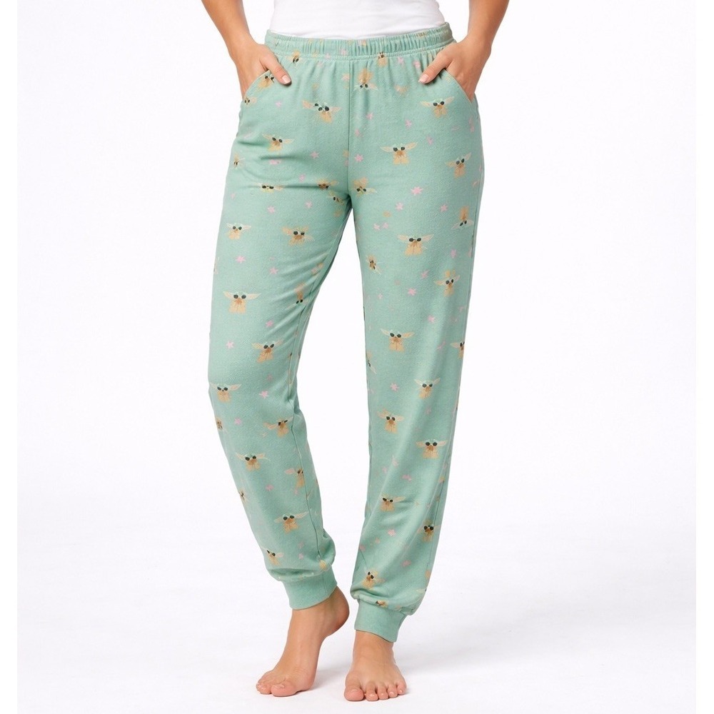 Star Wars Baby Yoda Pajama Bottoms Pants Green Stars Sz Medium Casual Comfy‎ Pj